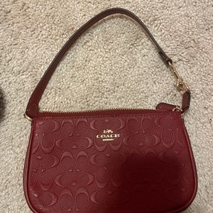 burgundy coach mini bag